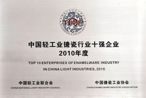 中国轻工业搪瓷行业十强企业